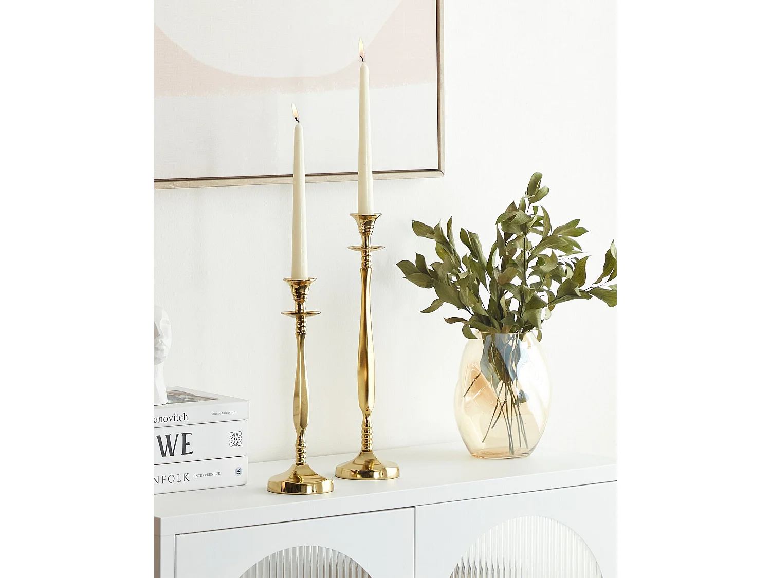 Set van 2 kaarshouders TIRAH Metaal 31/36 cm Goud