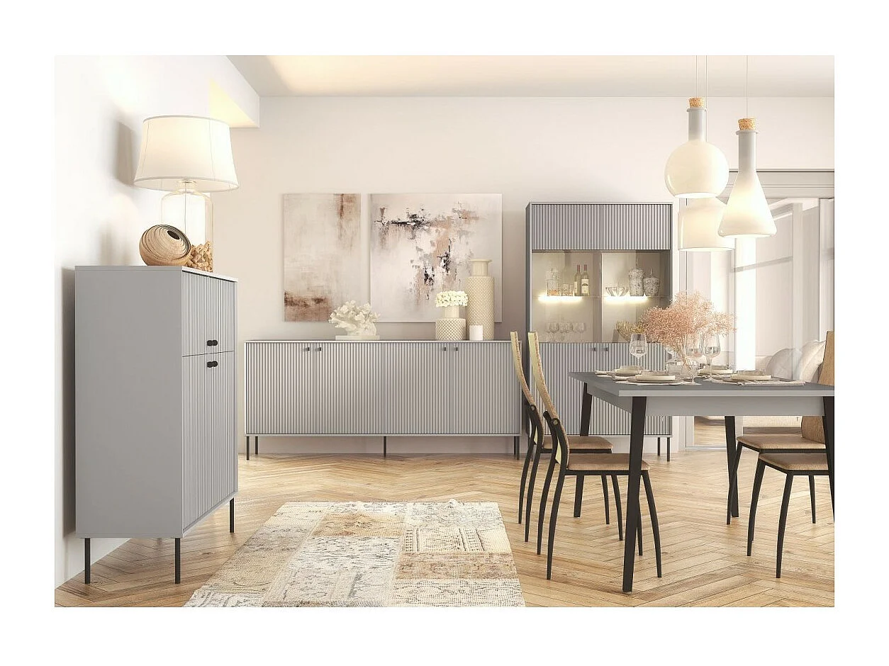 Bar, Aparador, Librería de 4 Puertas - Comedor - Colección ISIS