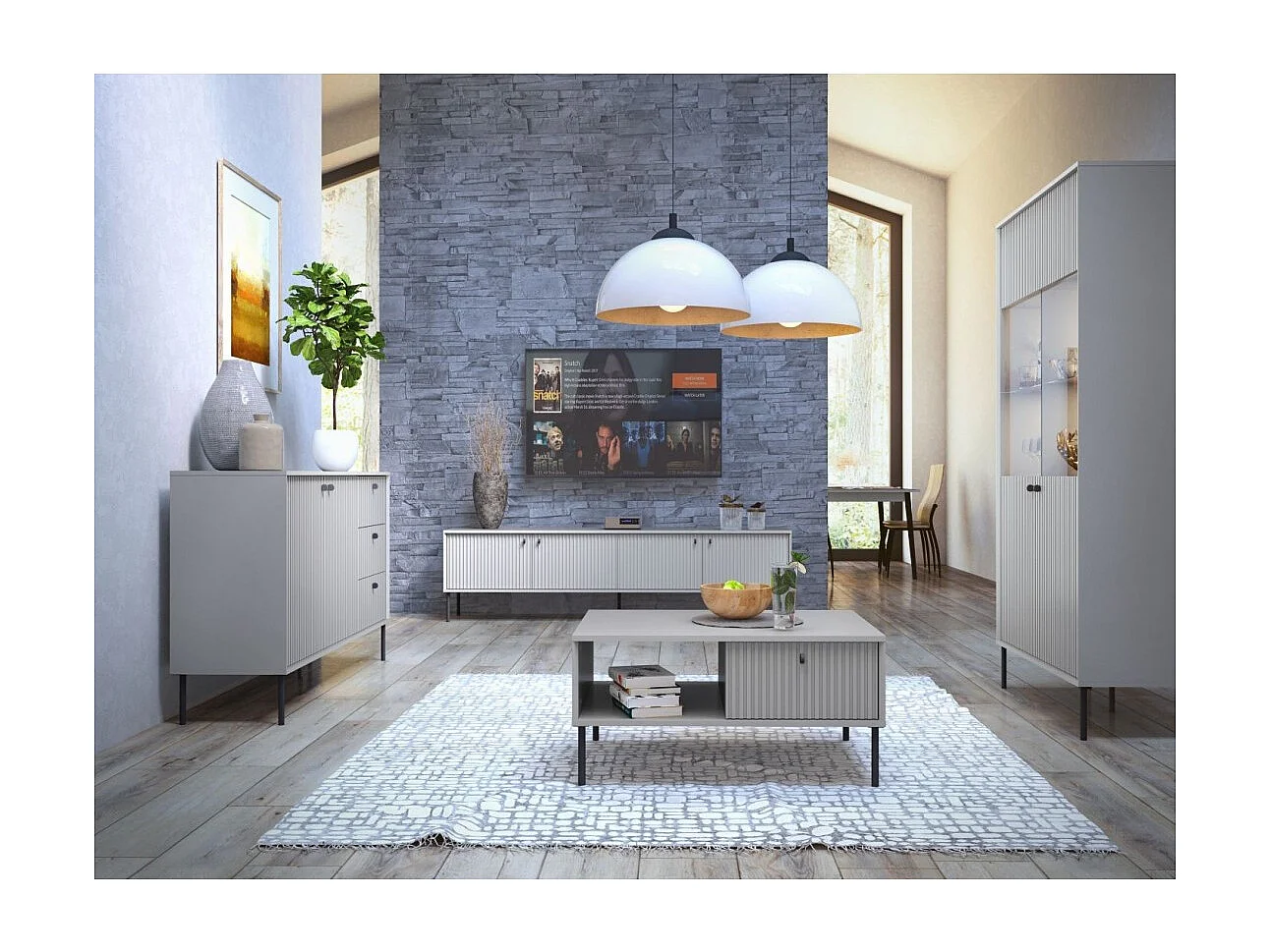 Klein Buffet met 2 Deuren 3 Laden - Eetkamer / Woonkamer - Collectie ISIS - Kleur grijs