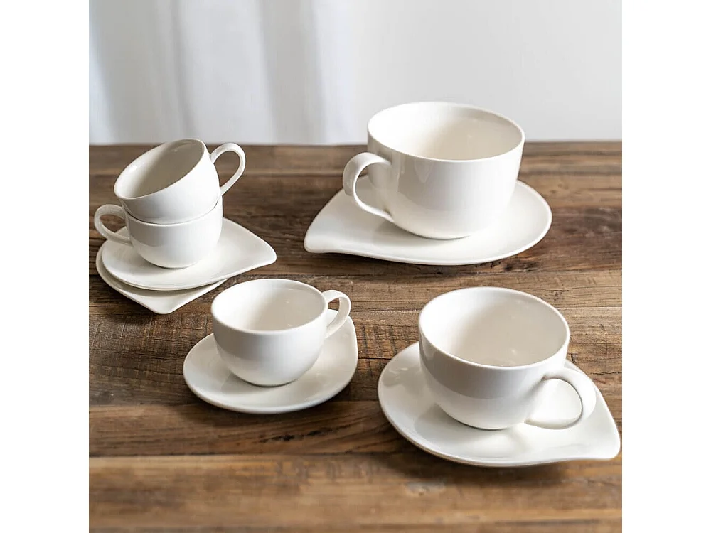 Coffret de 6 tasses à café avec sous tasses 10 cl Pétale