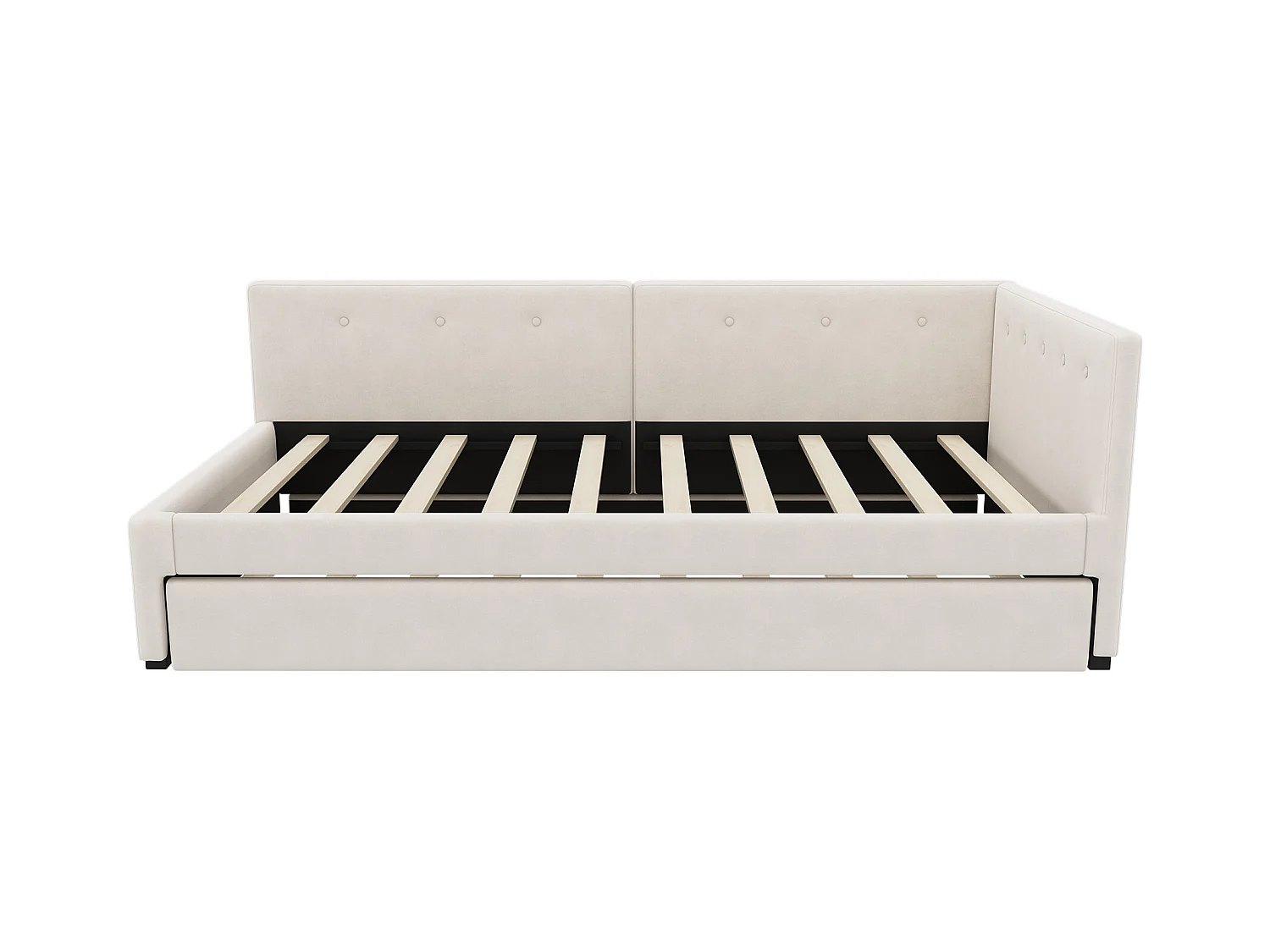 Mit Samt gepolstertes Schlafsofa 90 x 200 cm + ein Ausziehbett 90 x 190 cm – Beige