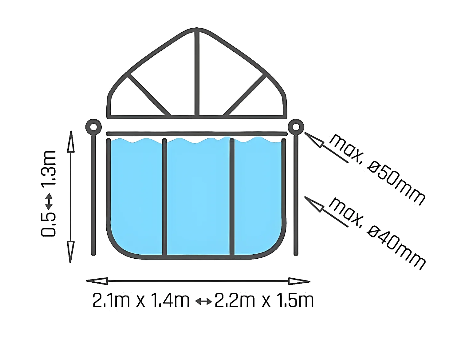 Dôme pour piscine tubulaire rectangulaire 2,20 x 1,50 m - Exit Toys