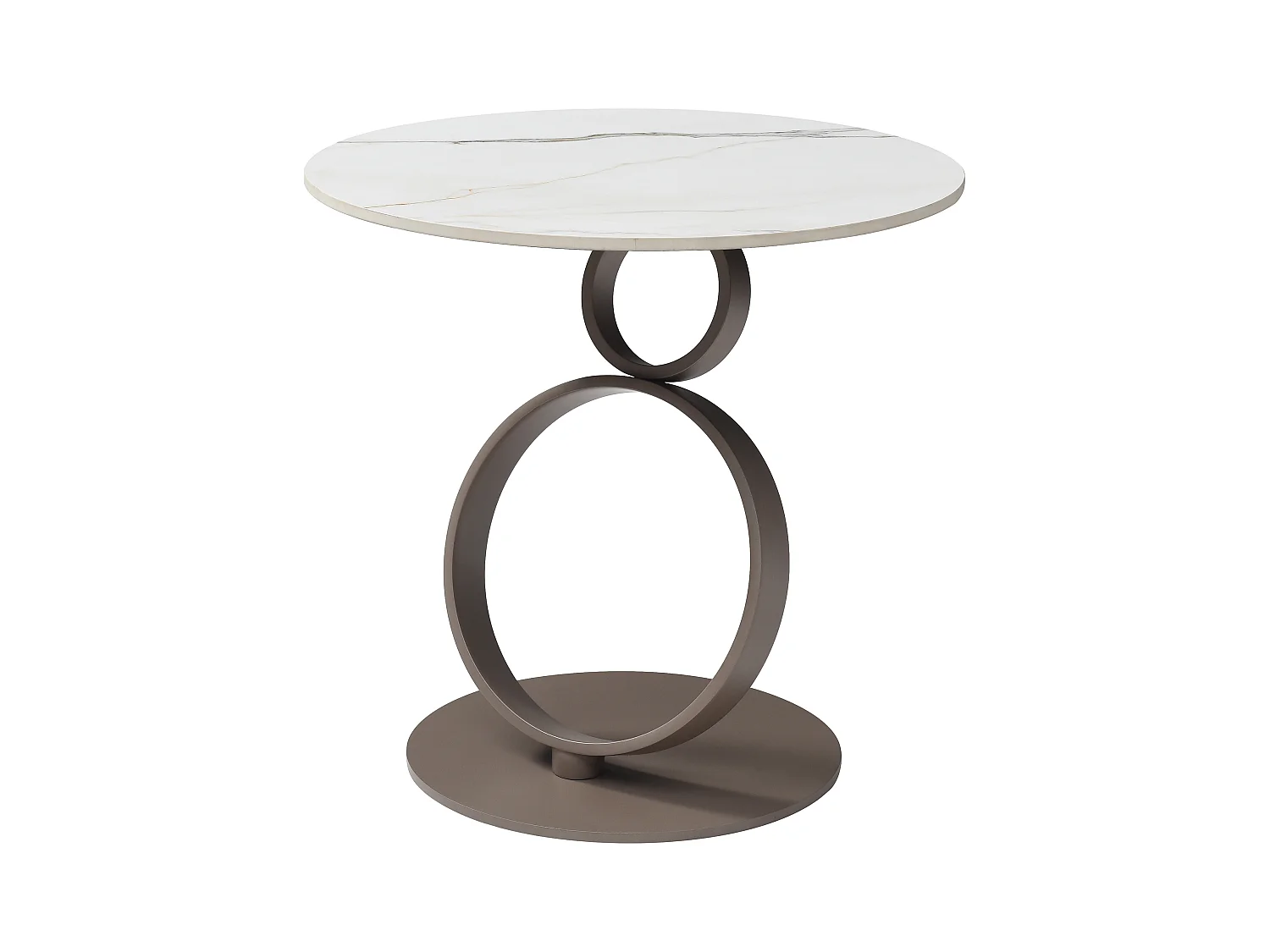Beistelltisch - Keramik & taupefarbenes Metall - Marmor-Optik Weiß - JOLINE von Maison Céphy