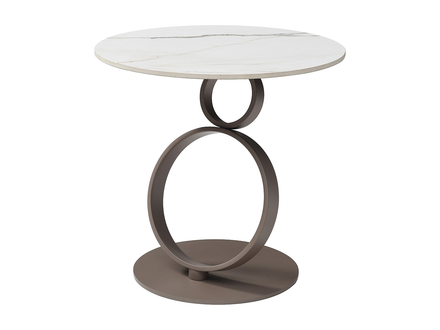 Beistelltisch - Keramik & taupefarbenes Metall - Marmor-Optik Weiß - JOLINE günstig online kaufen