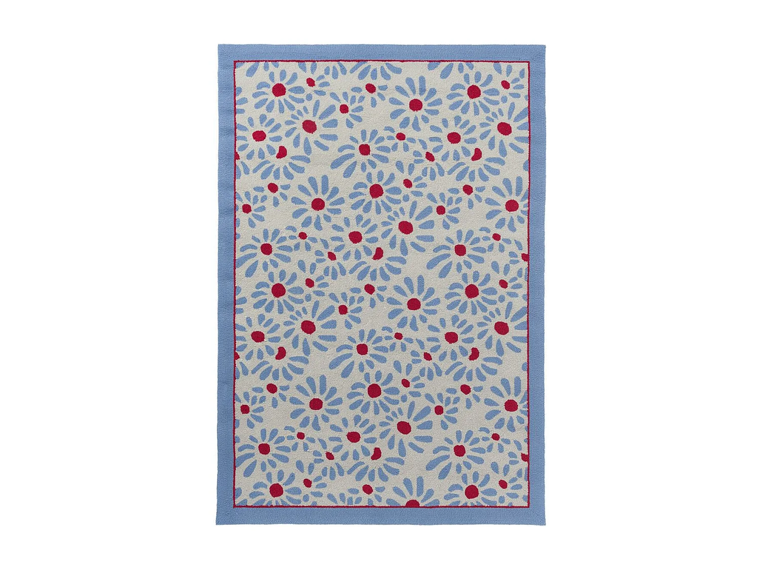 Tapis extérieur 160x230 kilim fait main bleu et rouge DAISY