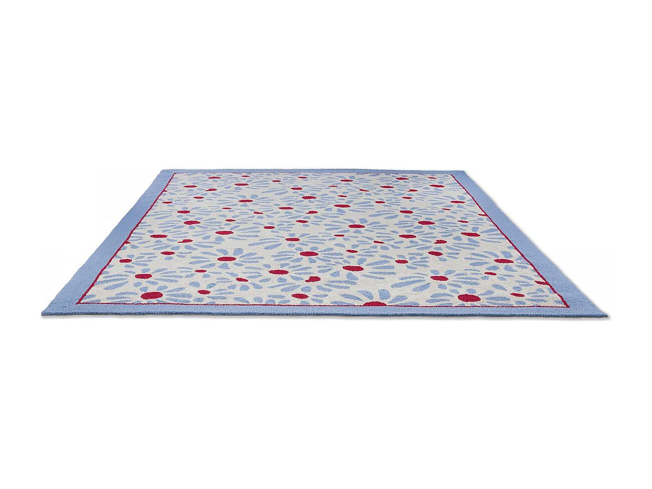 Tapis extérieur 160x230 kilim fait main bleu et rouge DAISY