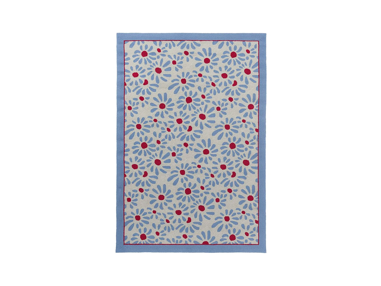 Tapis extérieur 160x230 kilim fait main bleu et rouge DAISY
