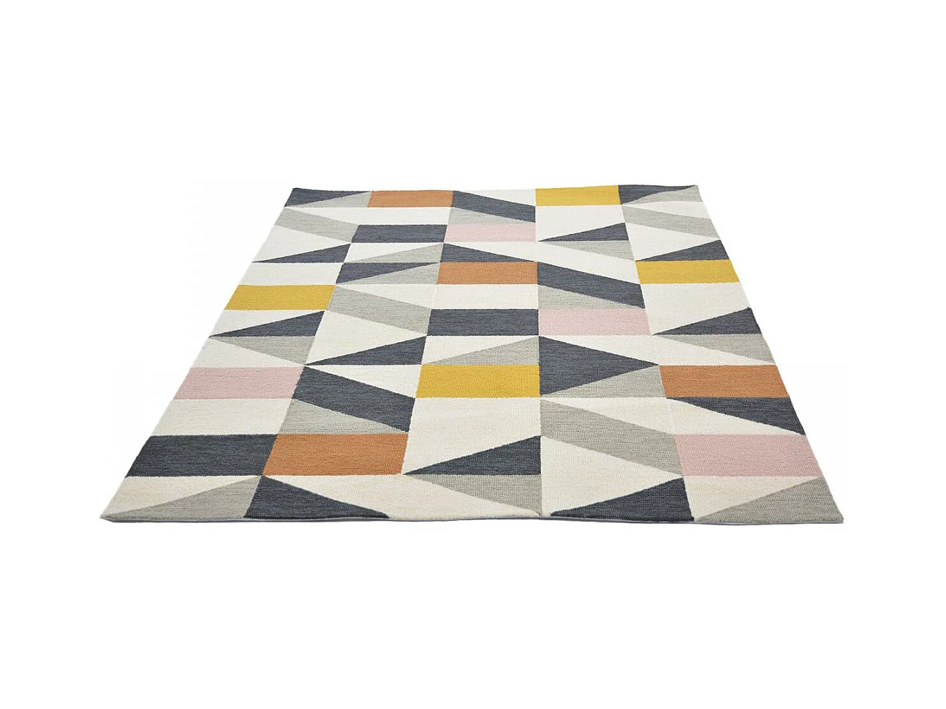 Tapis extérieur 200x280 tissé kilim orange et rose NUEVO