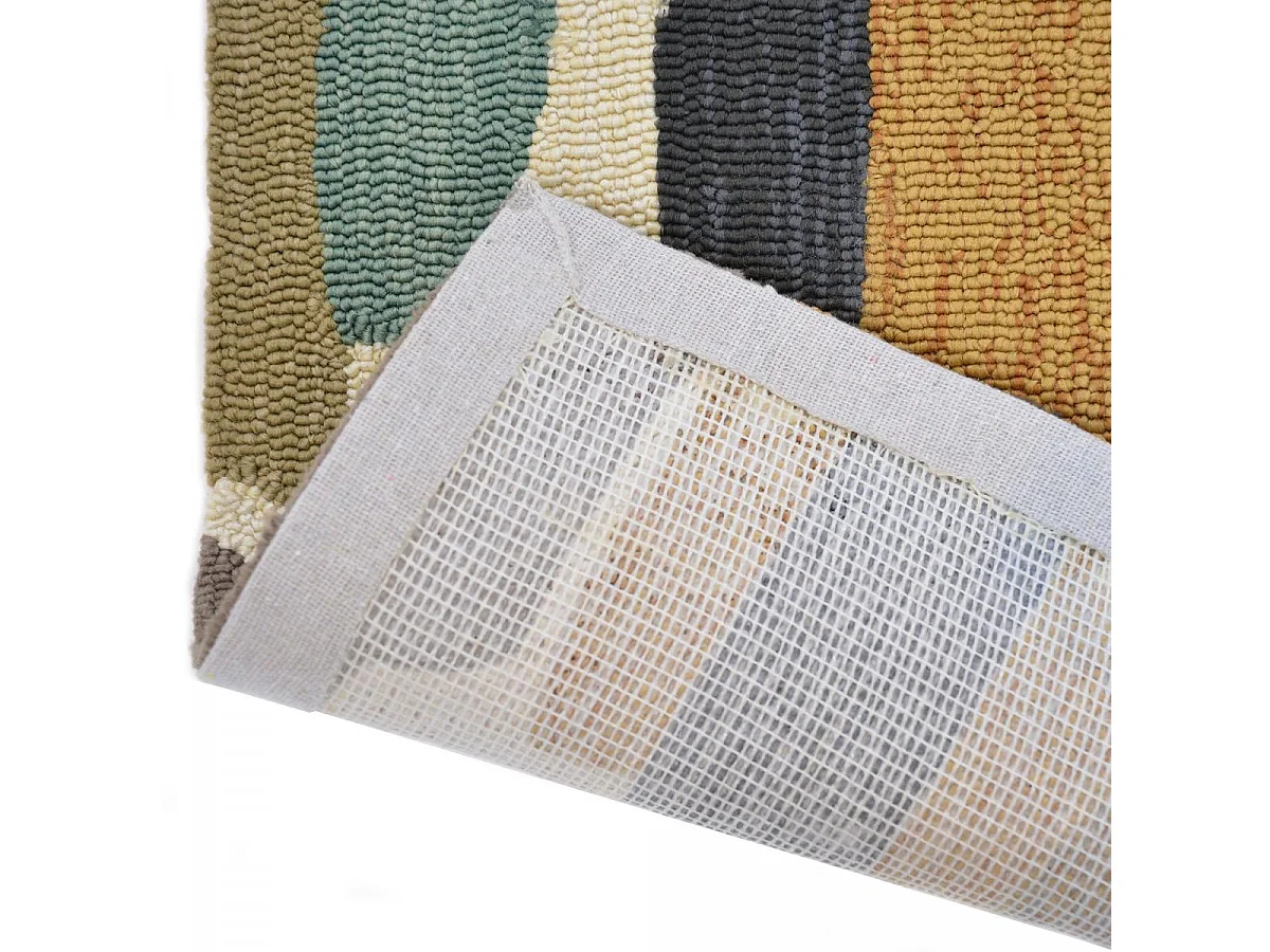 Tapis extérieur 250x350 tissé kilim bleu et beige TRATTINO