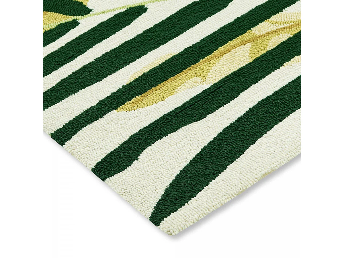 Tapis extérieur 160x230 tissé kilim vert et beige MANILA