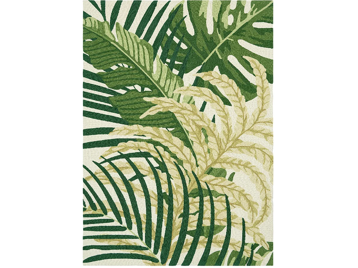 Tapis extérieur 160x230 tissé kilim vert et beige MANILA