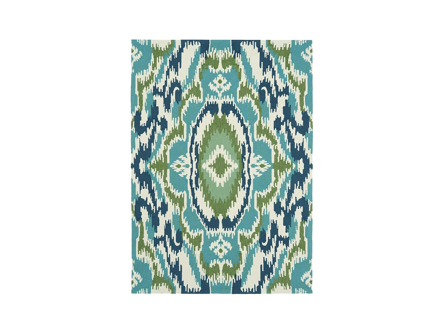 Tapis extérieur 160x230 tissé kilim vert et bleu IXORA