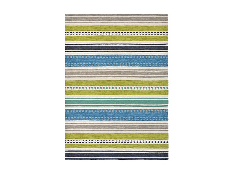 Tapis extérieur 200x280 tissé kilim vert et bleu RIVI