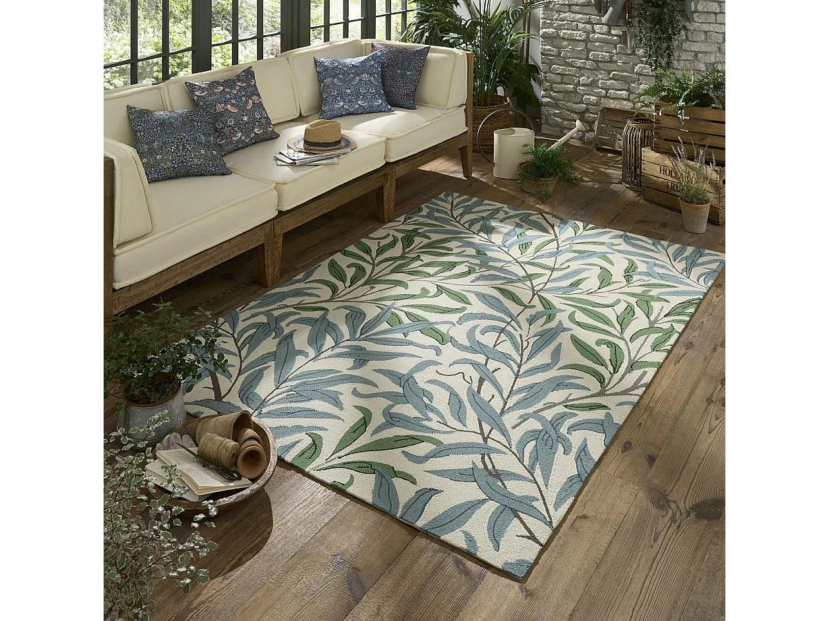 Tapis extérieur 160x230 tissé kilim beige et bleu WILLOW