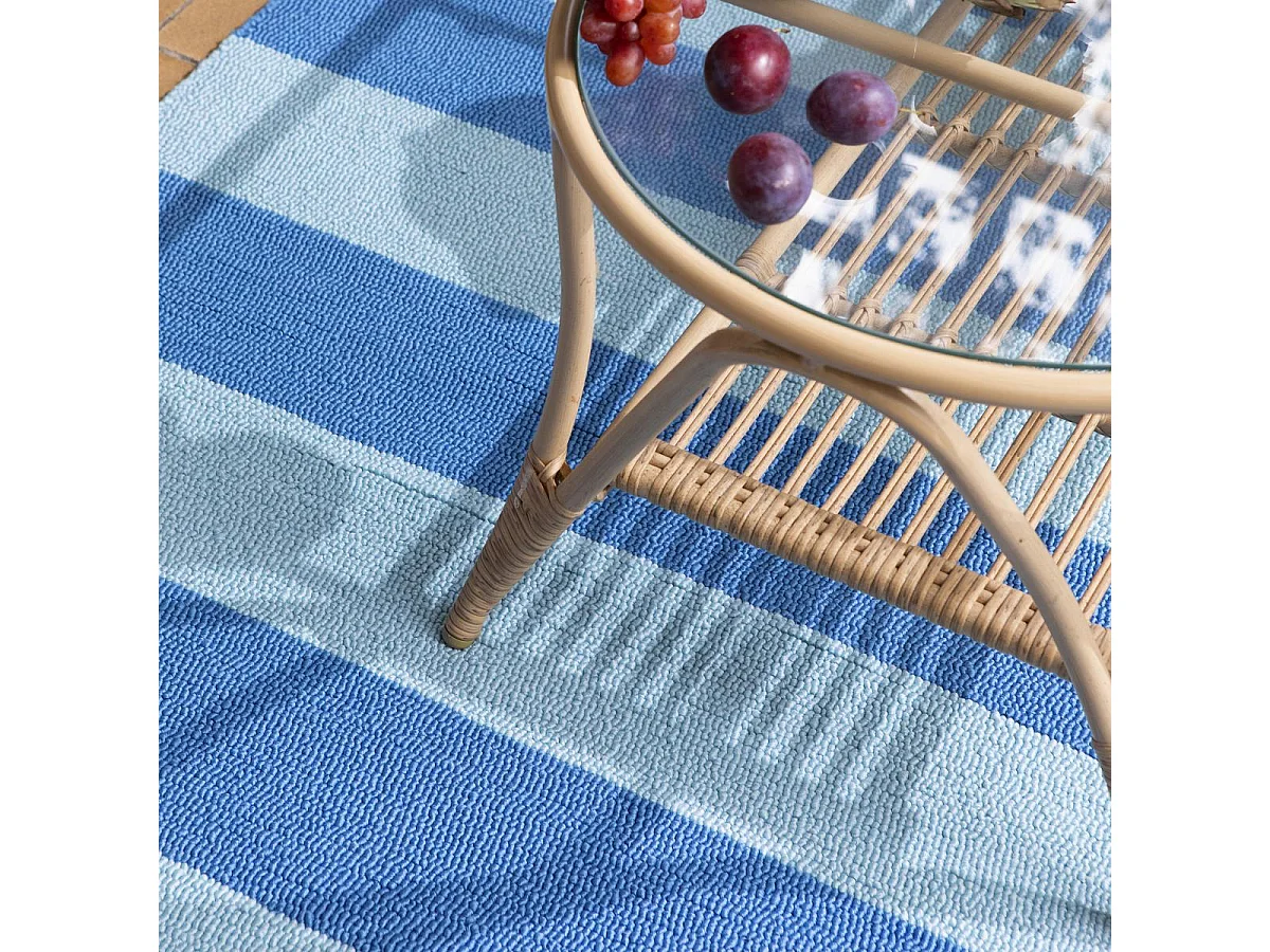 Tapis extérieur 200x280 kilim fait main bleu et bleu ciel LILLE