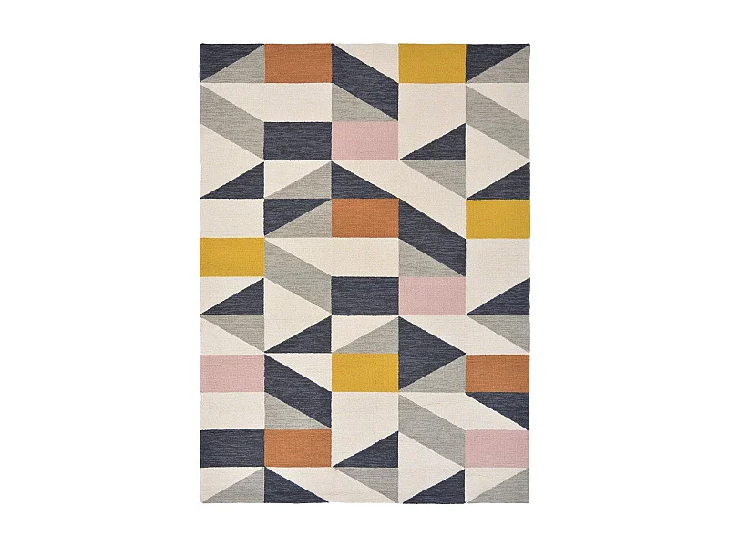 Tapis extérieur 140x200 tissé kilim orange et rose NUEVO