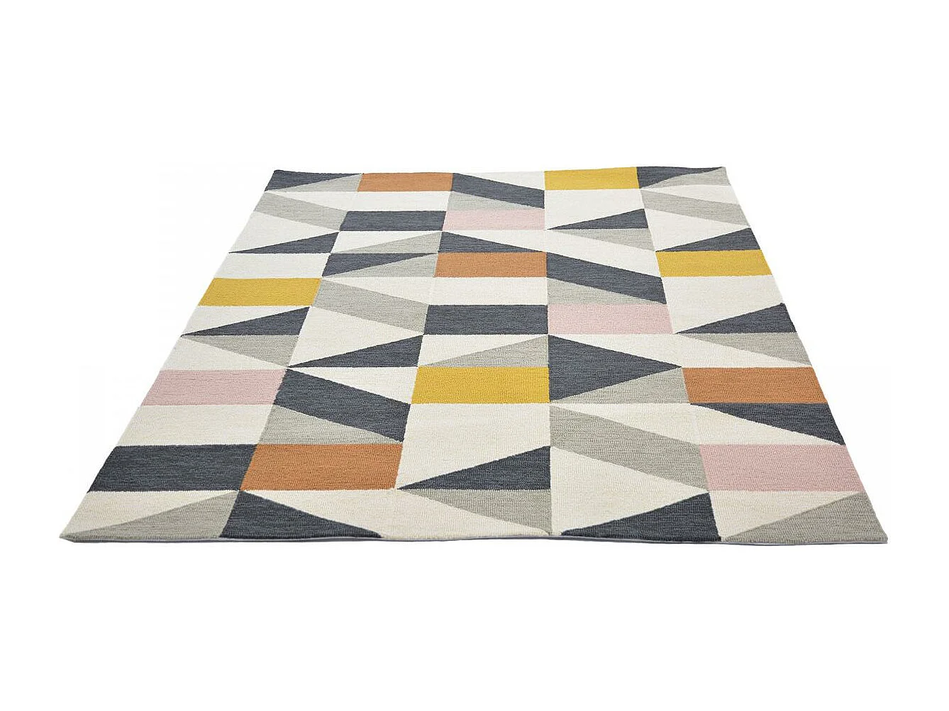 Tapis extérieur 140x200 tissé kilim orange et rose NUEVO