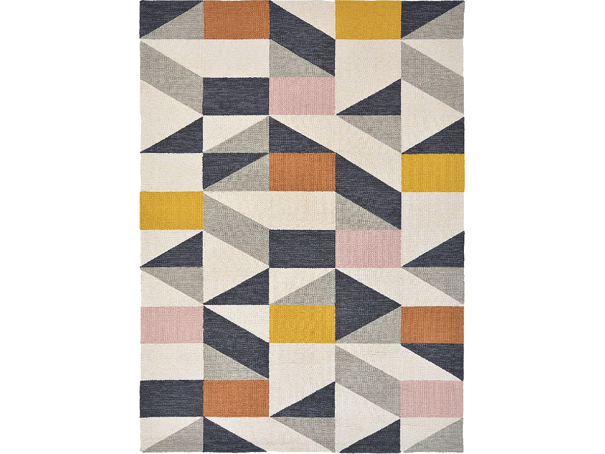 Tapis extérieur 140x200 tissé kilim orange et rose NUEVO