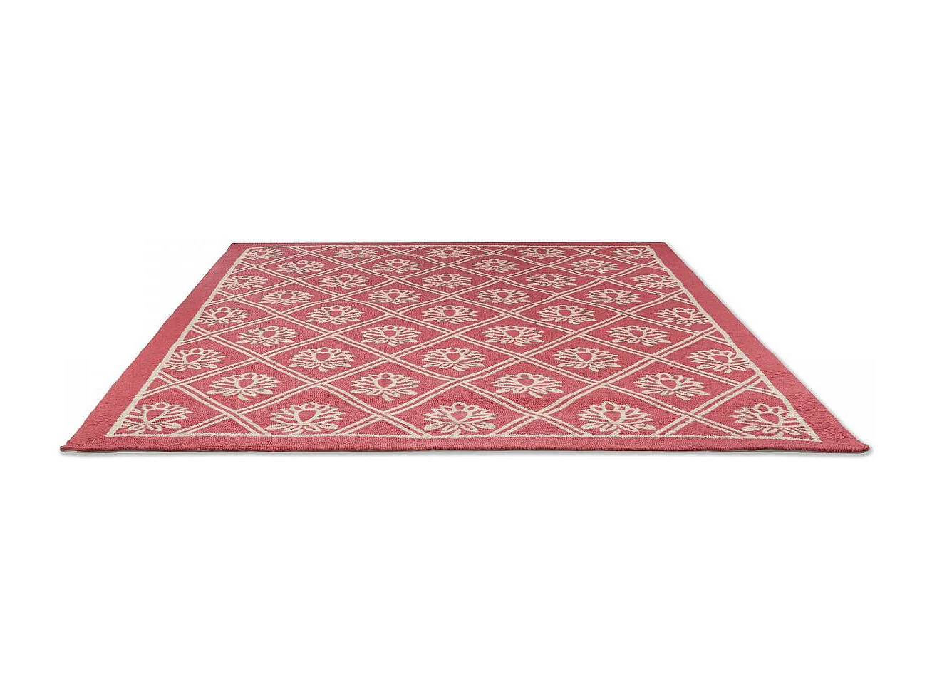 Tapis extérieur 160x230 kilim fait main rouge et blanc PORSTER
