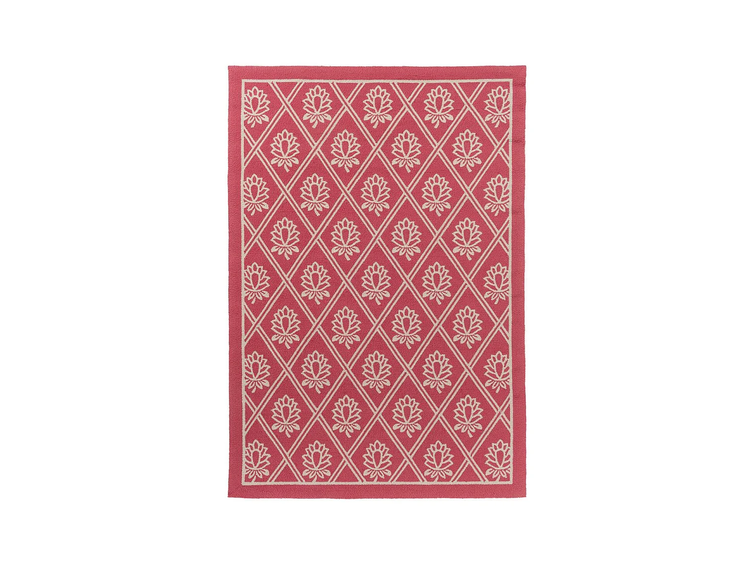 Tapis extérieur 160x230 kilim fait main rouge et blanc PORSTER