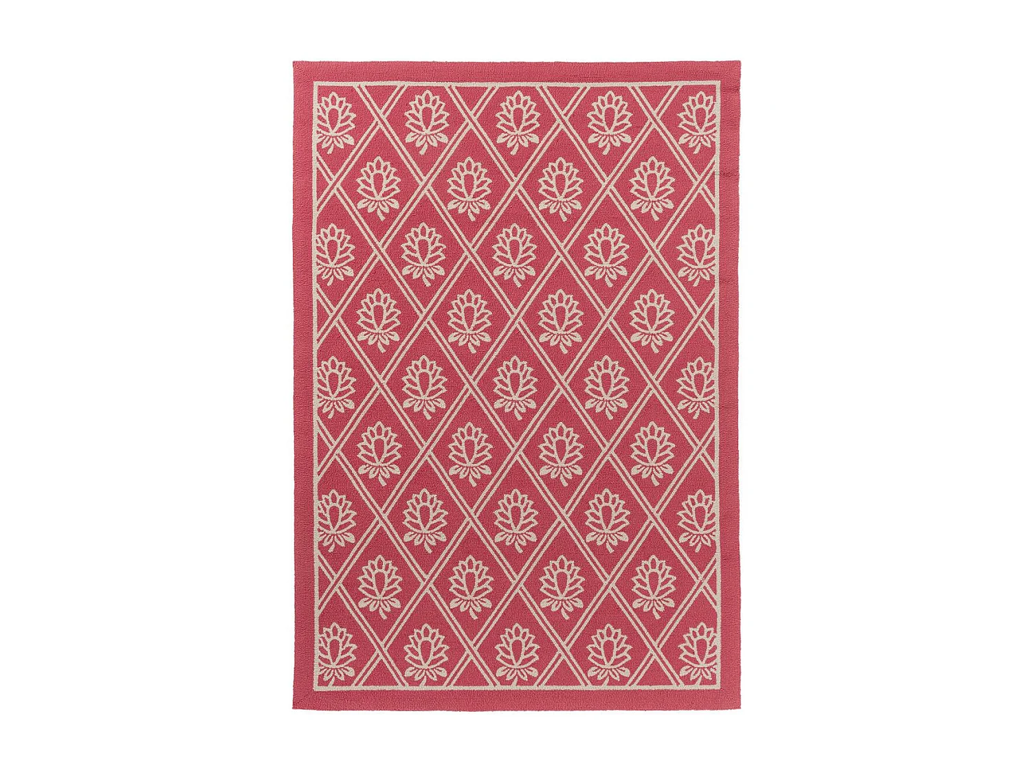 Tapis extérieur 160x230 kilim fait main rouge et blanc PORSTER