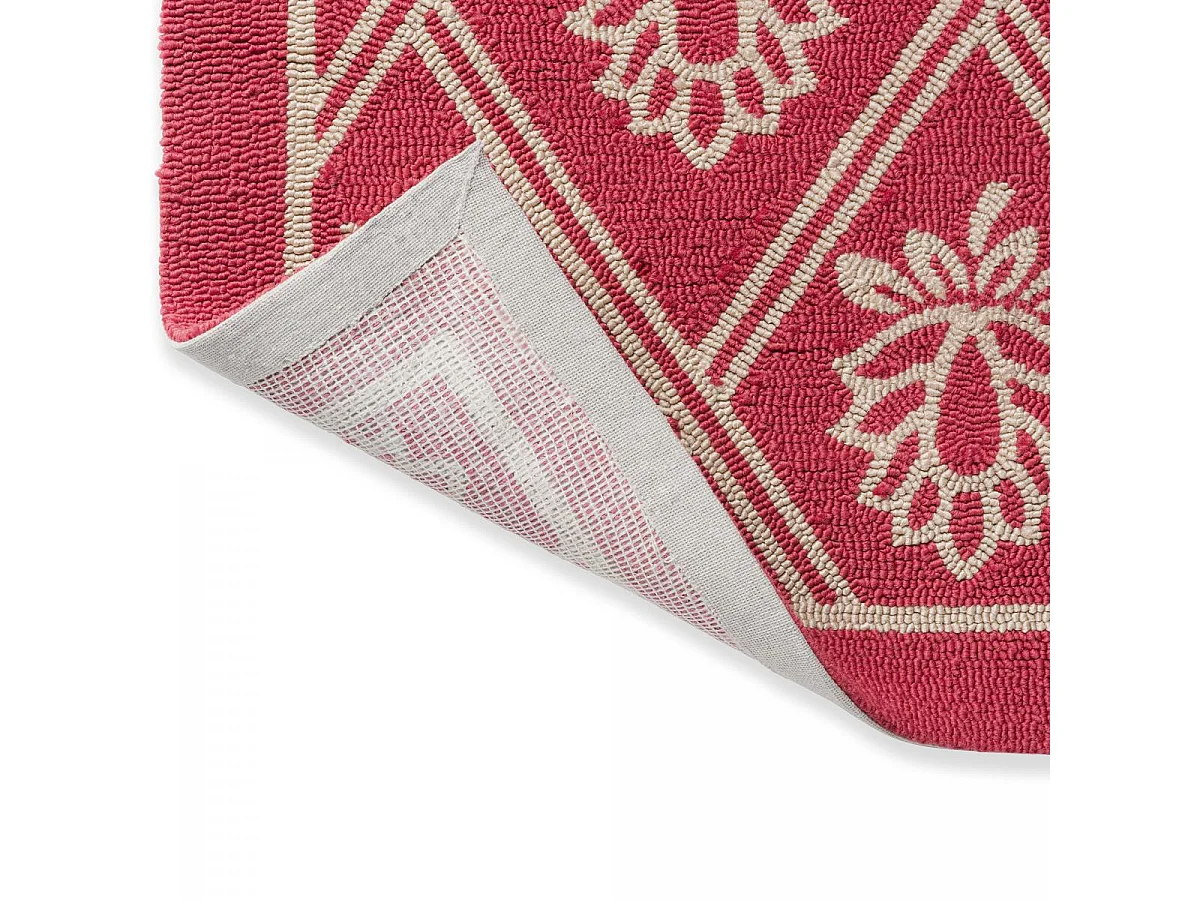 Tapis extérieur 160x230 kilim fait main rouge et blanc PORSTER