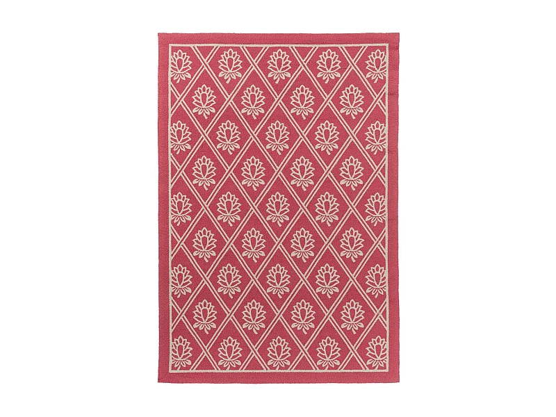 Tapis extérieur 160x230 kilim fait main rouge et blanc PORSTER