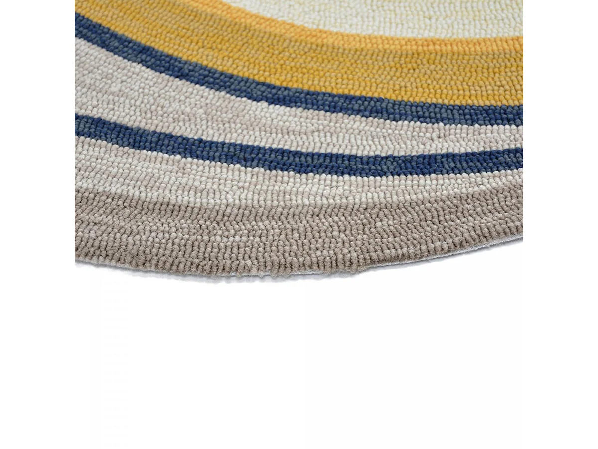 Tapis extérieur 250x350 tissé kilim bleu et gris AURA