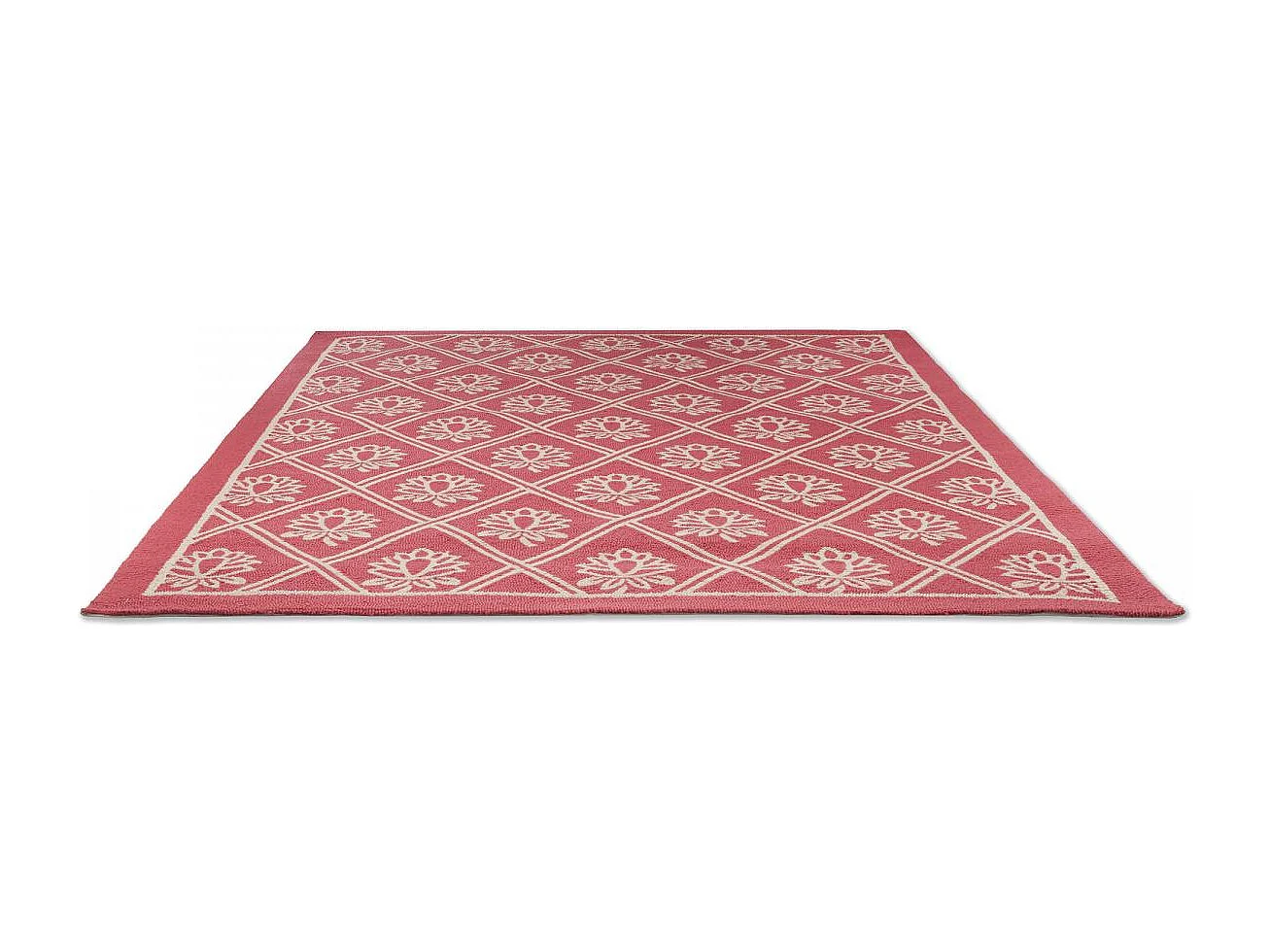 Tapis extérieur 140x200 kilim fait main rouge et blanc PORSTER