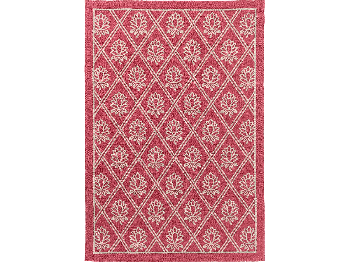 Tapis extérieur 140x200 kilim fait main rouge et blanc PORSTER