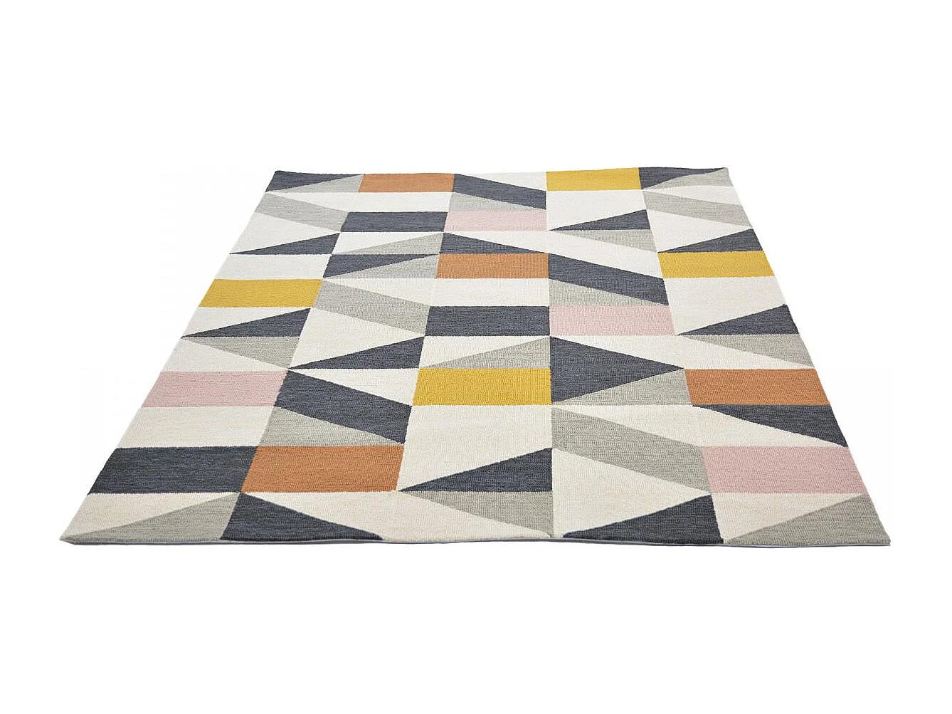 Tapis extérieur 250x350 tissé kilim orange et rose NUEVO