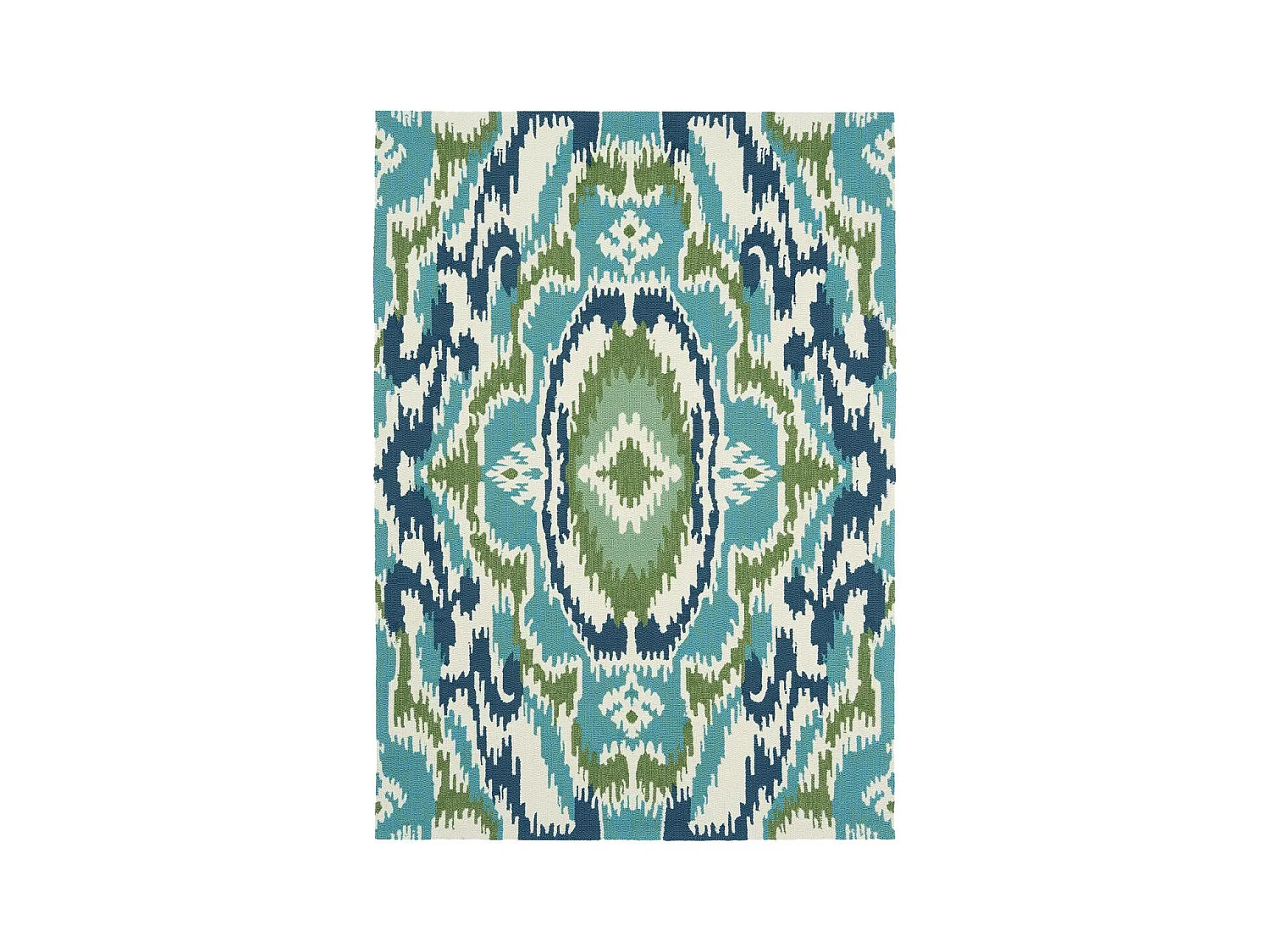 Tapis extérieur 200x280 tissé kilim vert et bleu IXORA