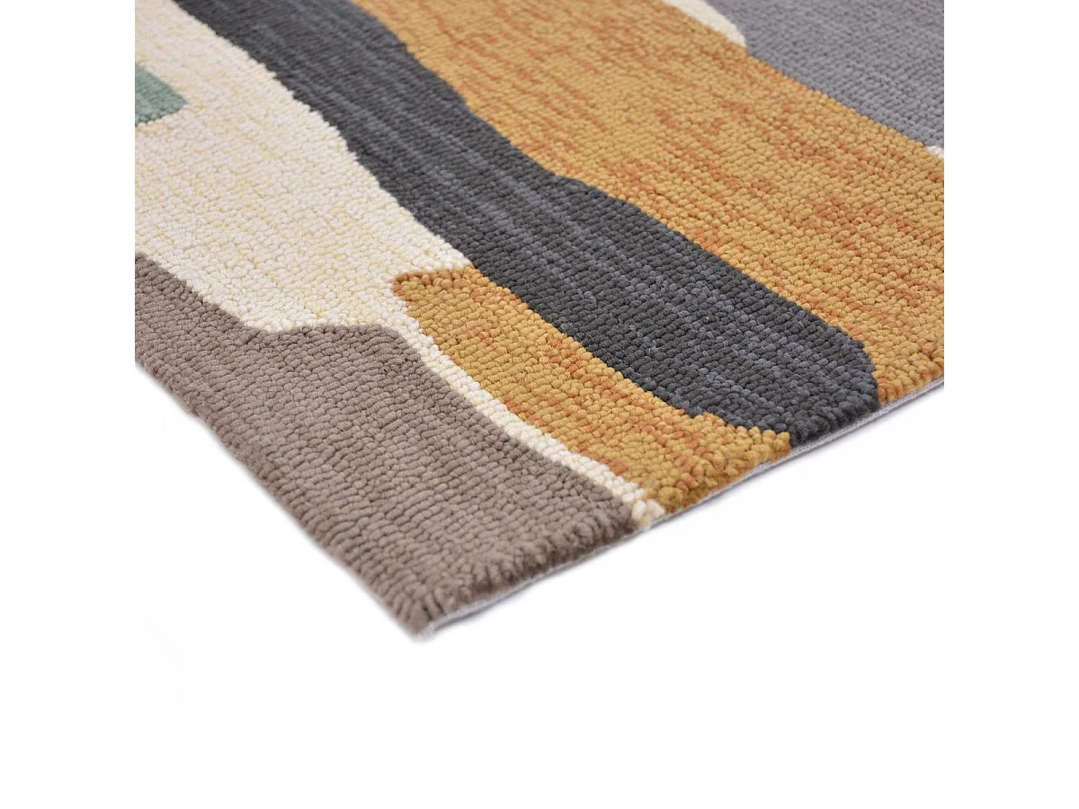 Tapis extérieur 140x200 tissé kilim bleu et beige TRATTINO