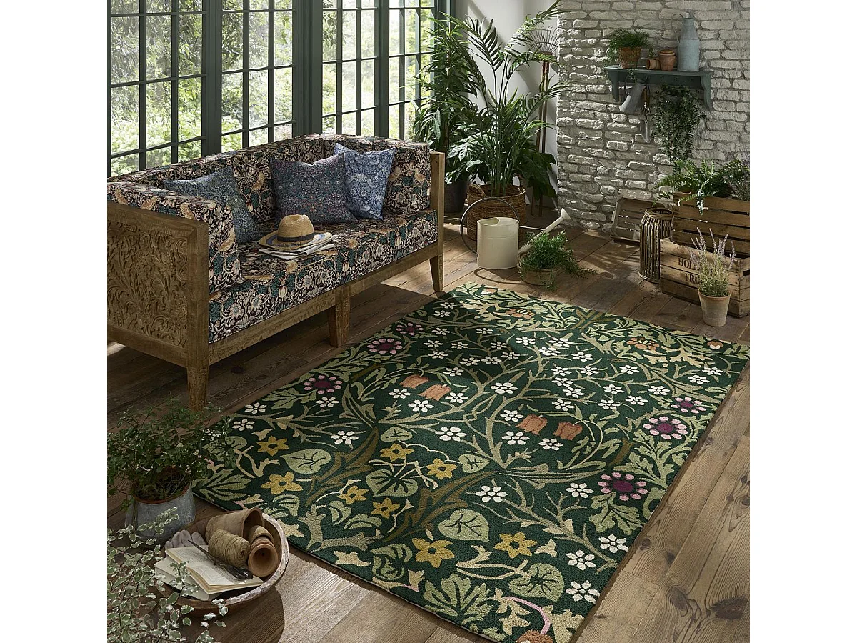 Tapis extérieur 200x280 tissé kilim vert et orange BLAKORN