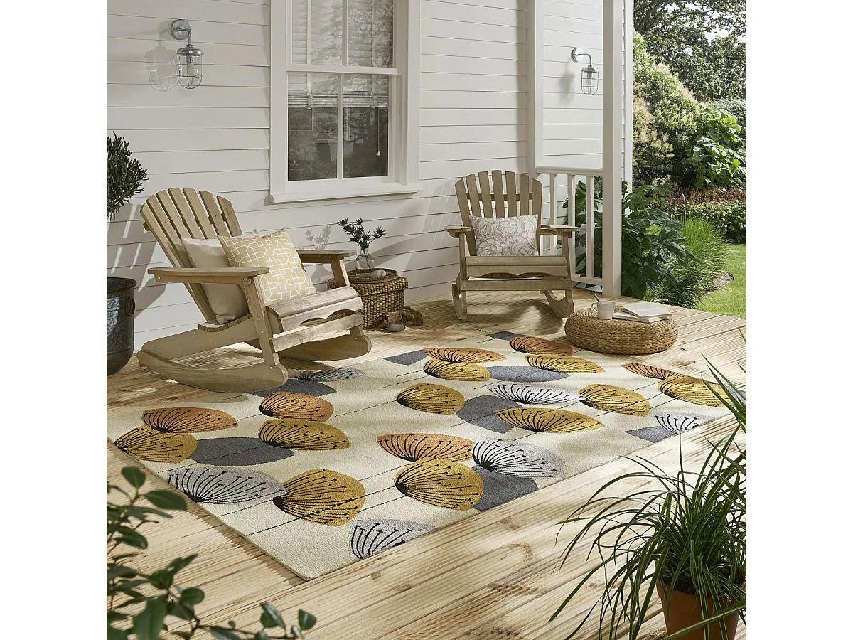 Tapis extérieur 160x230 tissé kilim beige et orange DANDELEXT