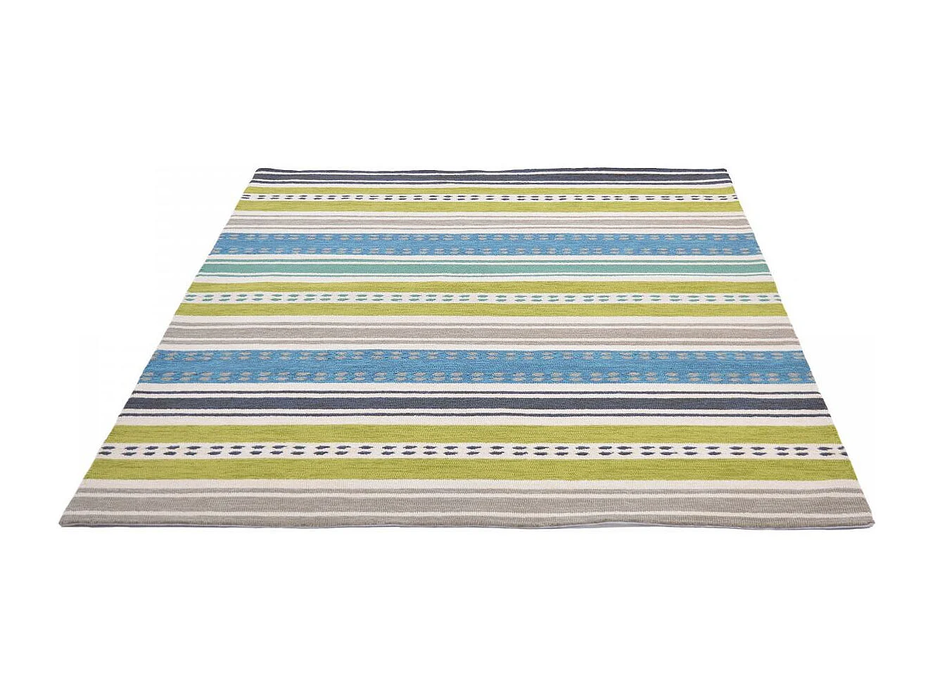Tapis extérieur 160x230 tissé kilim vert et bleu RIVI