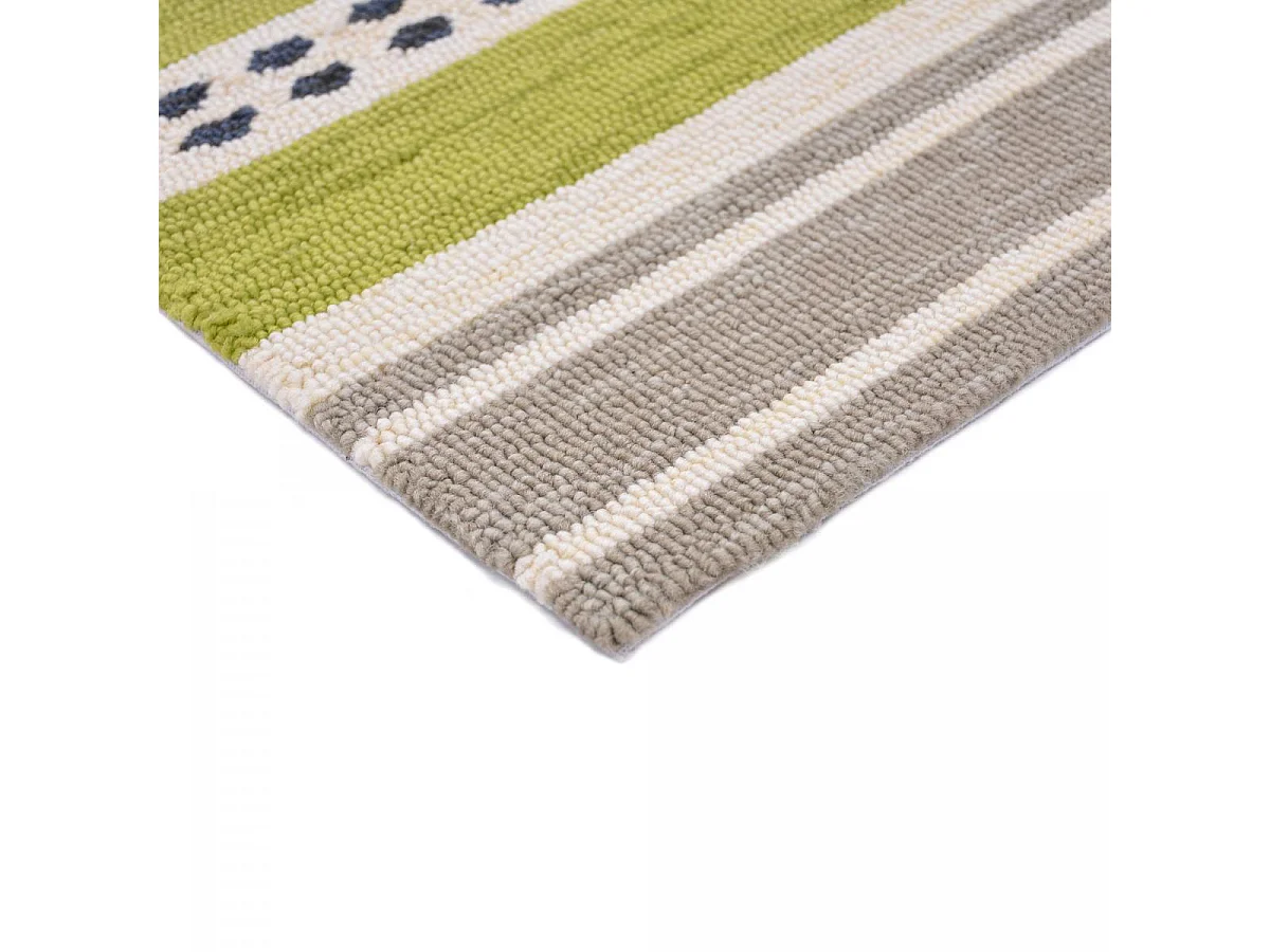 Tapis extérieur 160x230 tissé kilim vert et bleu RIVI