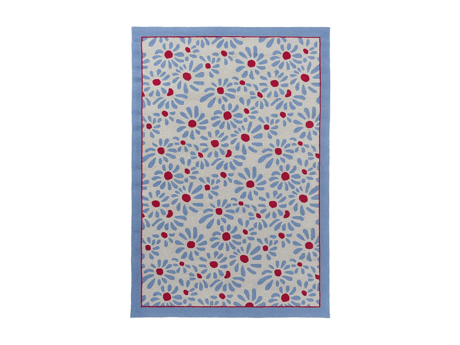 Tapis extérieur 200x280 kilim fait main bleu et rouge DAISY