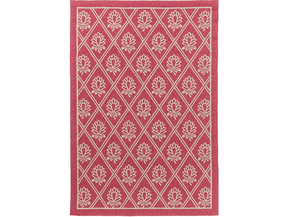 Tapis extérieur 250x350 kilim fait main rouge et blanc PORSTER