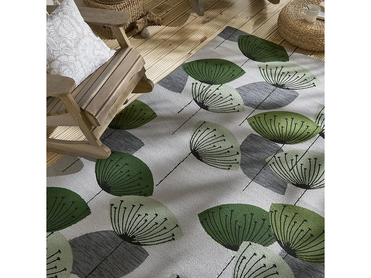 Tapis extérieur 250x350 tissé kilim gris et vert DANDELEXT