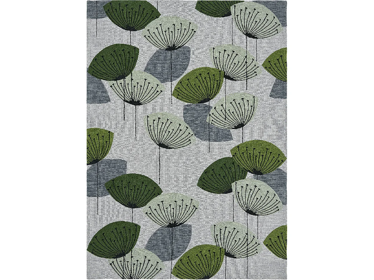 Tapis extérieur 250x350 tissé kilim gris et vert DANDELEXT