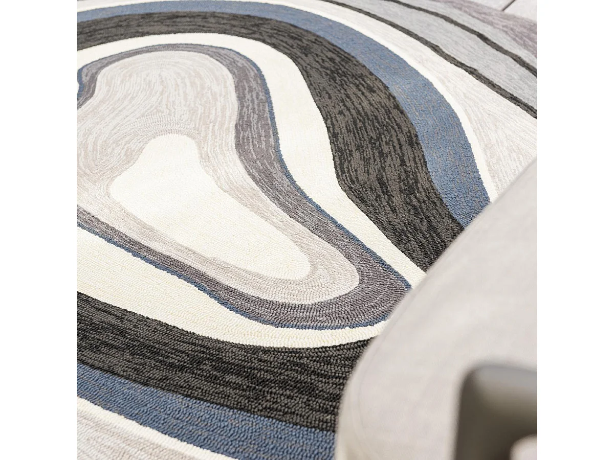 Tappeto da esterno 200x280 tessuto kilim nero e blu AURA