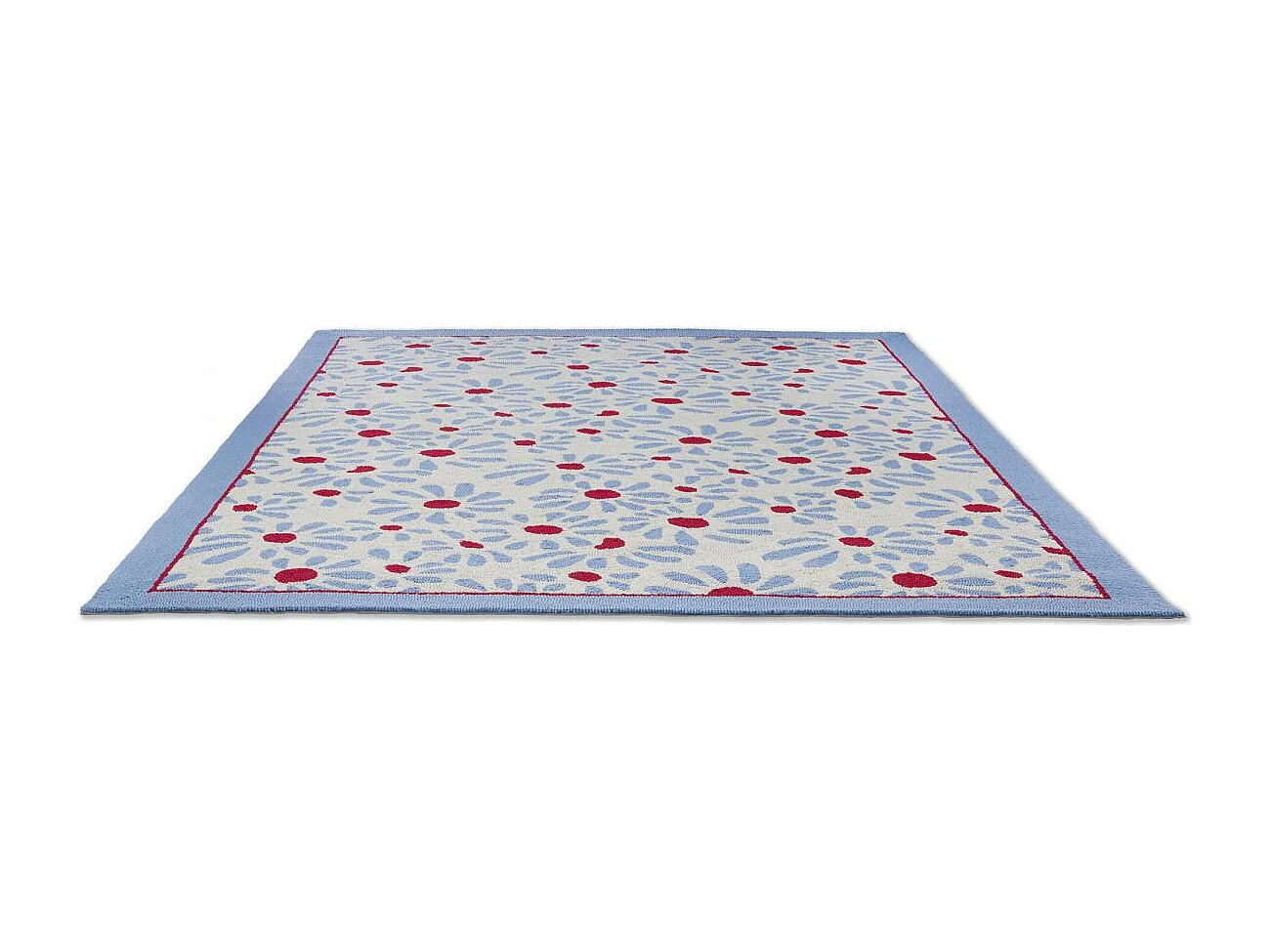 Tapis extérieur 140x200 kilim fait main bleu et rouge DAISY