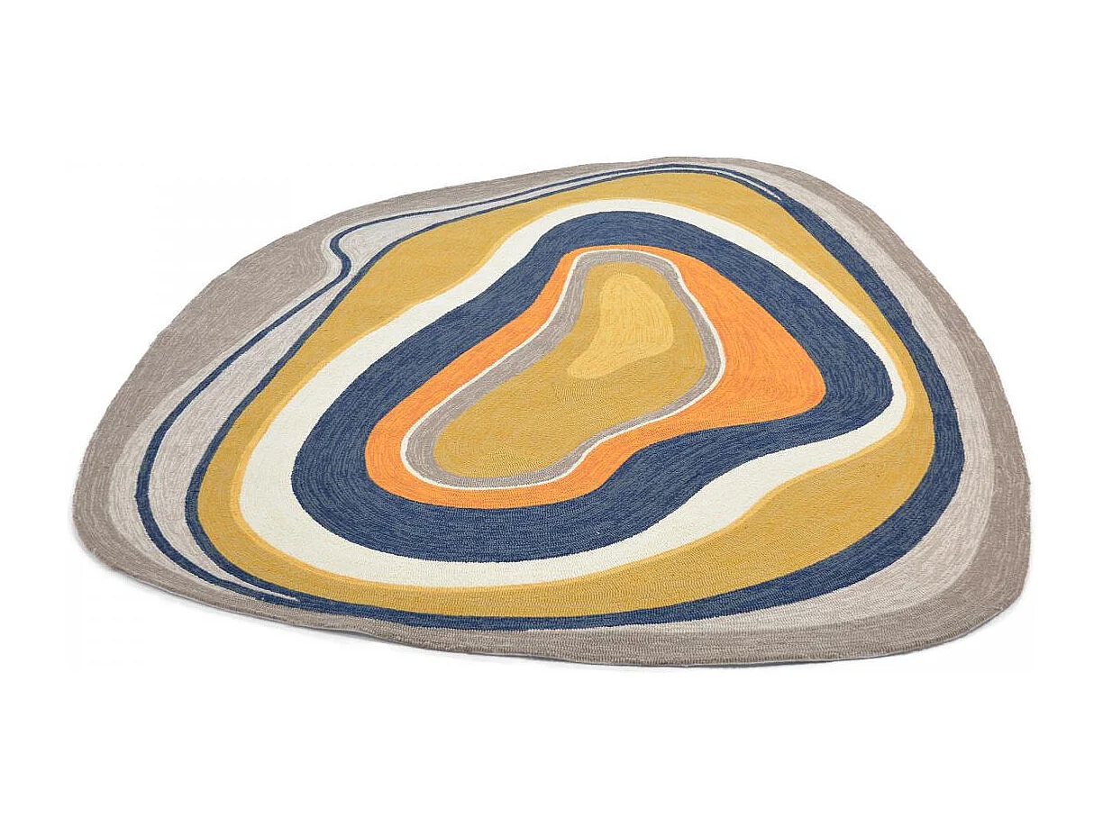 Tappeto da esterno 200x280 tessuto kilim blu e grigio AURA