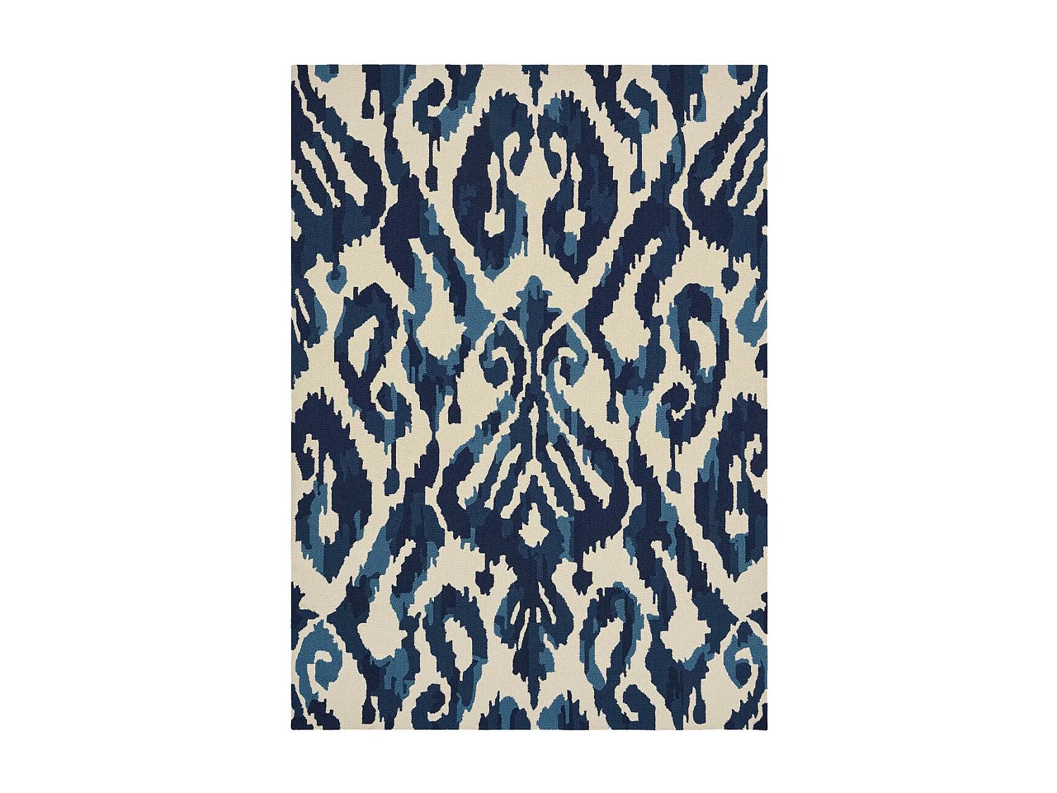 Tapis extérieur 160x230 tissé kilim bleu et beige KASURI