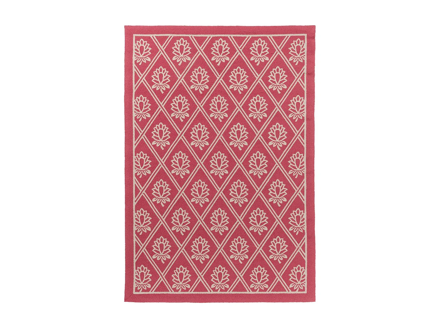 Tapis extérieur 200x280 kilim fait main rouge et blanc PORSTER