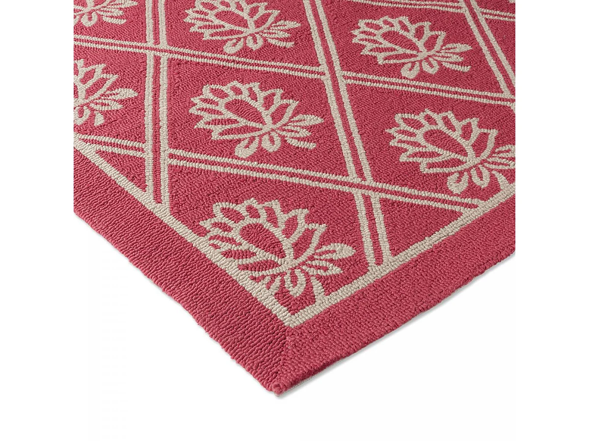Tapis extérieur 200x280 kilim fait main rouge et blanc PORSTER