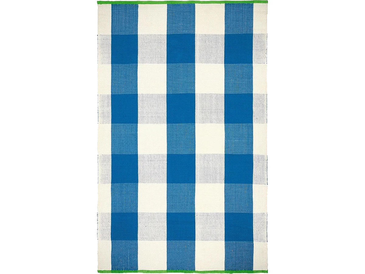 Tapis extérieur 75x250 tissé kilim bleu et crème SALIYA