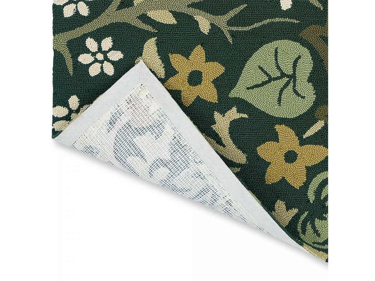 Tapis extérieur 140x200 tissé kilim vert et orange BLAKORN