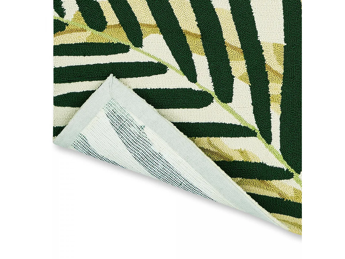 Tapis extérieur 250x350 tissé kilim vert et beige MANILA